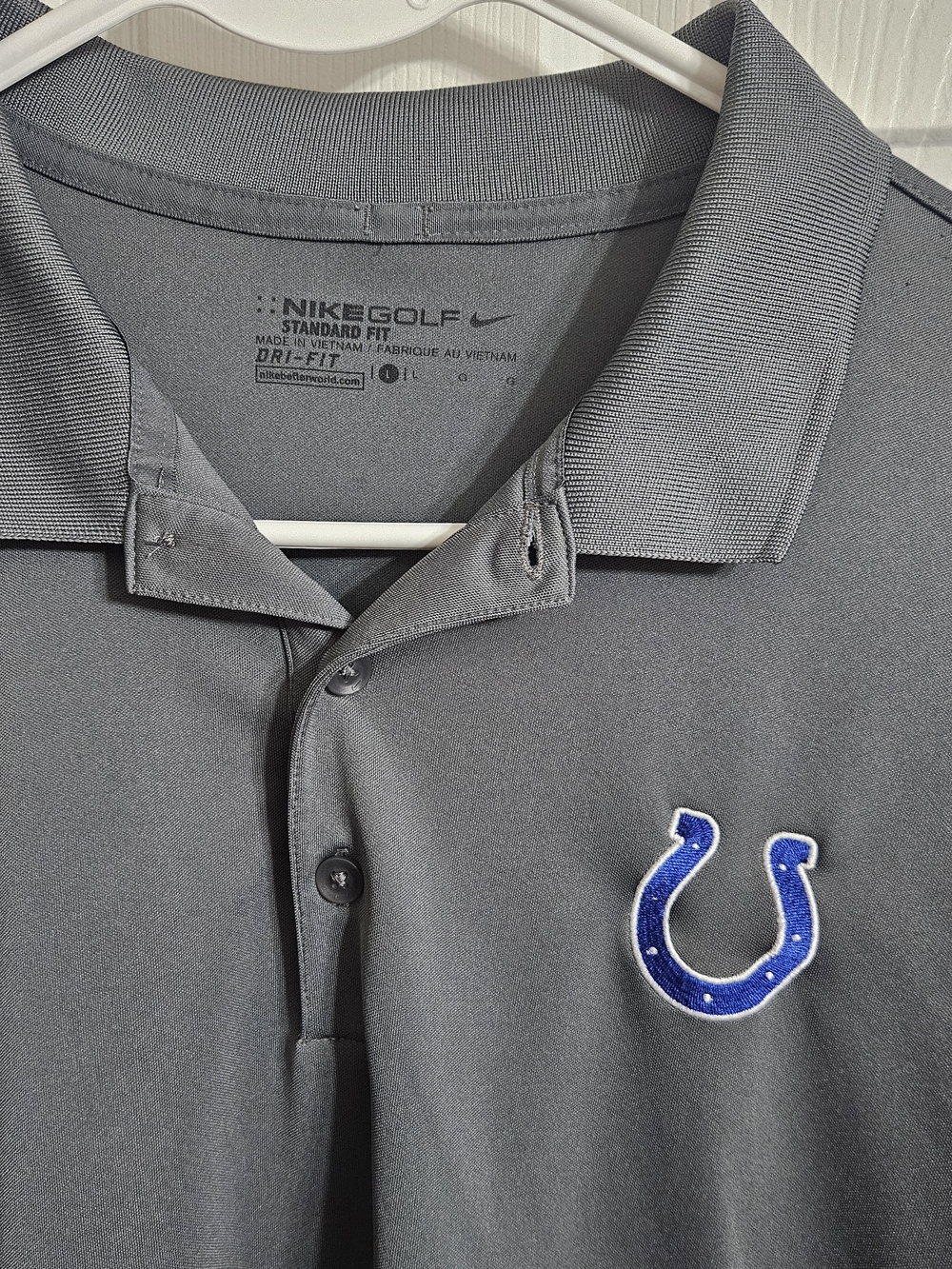 Nike Golf Men's Gray Dri-FIT Polo with Blue Colts Logo